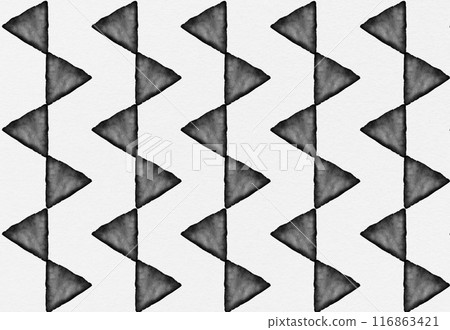Abstract geometric triangles drawing bold black white pattern surface ornament repeated chess geometrical ink watercolor Abstract geometric triangles drawing bold black white pattern surface ornament repeated chess geometrical ink watercolor 116863421