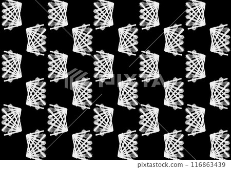 Abstract geometric triangles drawing bold black white pattern surface ornament repeated chess geometrical ink watercolor 116863439