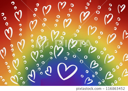 Pride month celebration, gay couple lesbian LGBTQ gender gradient shape heart love rainbow illustration paper texture 116863452
