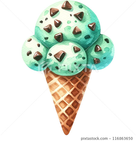 Ice cream summer, dessert, food, stick, ice, cream, sweet, cold, snack, glass, isolated, popsicle, cone, transparent background 116863650