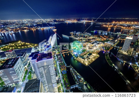 Night view from the Landmark Tower in Yokohama (towards Cosmo World) 116863723