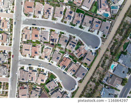 Aerial view of big houses community in Escondido, California Aerial view of big houses community in Escondido, California 116864297