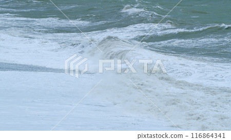 Powerful Stormy Sea Waves. Climate Change Effect On The Weather Crating Massive Sea Waves. Static. Powerful Stormy Sea Waves. Climate Change Effect On The Weather Crating Massive Sea Waves. Static. 116864341