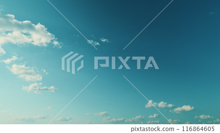 Vast Blue Sky And Clouds. White Curly Clouds In Blue Sky. Beautiful Blue Sky And Clouds. 116864605