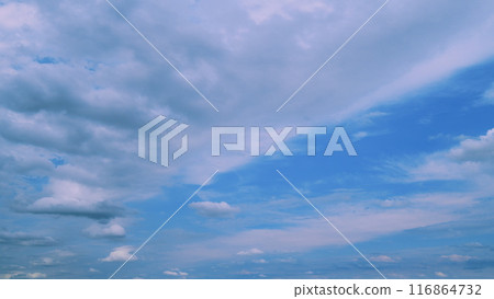 Sunset Blue Sky With Pink Clouds. Summer Paradise Dreamy Concept. Graphic Resources. 116864732