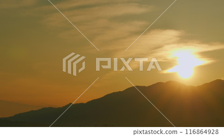 Mountain Sunrise. Amazing Sunrise In Mountain Background. Beautiful Golden Sunrise. Timelapse. Mountain Sunrise. Amazing Sunrise In Mountain Background. Beautiful Golden Sunrise. Timelapse. 116864928
