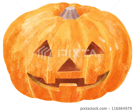 Halloween pumpkin ghost watercolor touch 116864979
