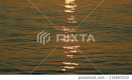 Ocean At Sunset. Right Burning Sunset Above Sea. Sun Is Setting Over Sea Or Ocean. Slow motion. 116865020