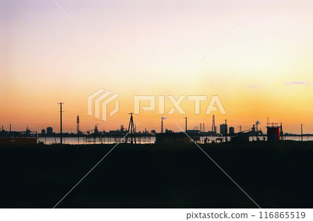 An industrial area visible through the clouds 116865519