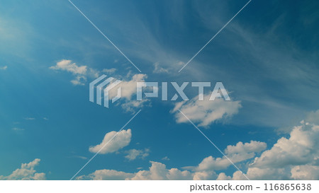 Light Cloudscape. Nature Landscape. Summer Blue Sky. Nature Weather Blue Sky With Clouds Moving In Opposite Direction. Light Cloudscape. Nature Landscape. Summer Blue Sky. Nature Weather Blue Sky With Clouds Moving In Opposite Direction. 116865638
