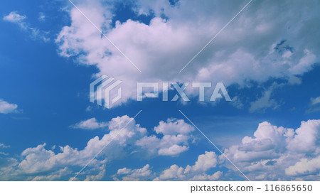 Pink Clouds In Blue Sky While Sunrise Magic Happening In Nature. Delicate Heavenly Cloudscape Sky With Pink And White Coloured Cloud Formation. 116865650