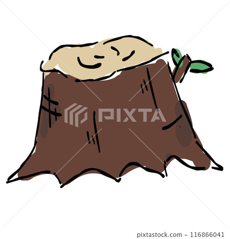 Stylish hand-drawn illustration of a stump to brighten up autumn Stylish hand-drawn illustration of a stump to brighten up autumn 116866041