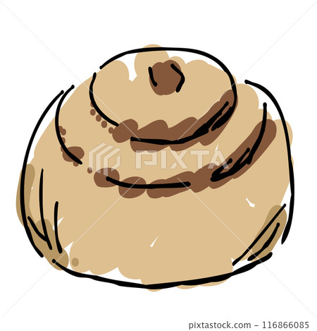 時尚的手繪肉桂捲插圖，為秋天增添色彩。 116866085