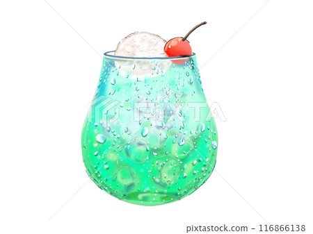 玻璃杯中奶油蘇打水的彩色插圖 玻璃杯中奶油蘇打水的彩色插圖 116866138
