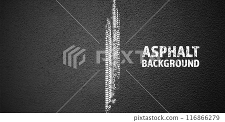 White grunge tire tracks, wheel braking marks. Truck, car or motorcycle tread pattern silhouettes. Auto race, motorsport, speed racing design element. Asphalt texture. Vector illustration White grunge tire tracks, wheel braking marks. Truck, car or motorcycle tread pattern silhouettes. Auto race, motorsport, speed racing design element. Asphalt texture. Vector illustration 116866279