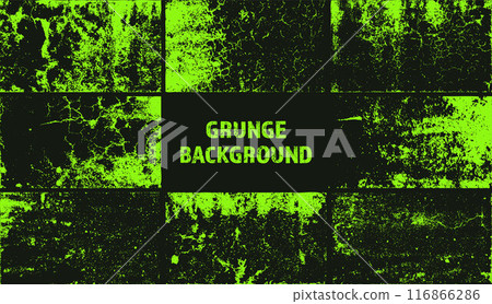 Grunge overlay texture. Old dirty concrete background with cracks and scratches. Distressed grainy surface. Vintage urban backdrop. Scraped and stained design element. Vector illustration 116866286