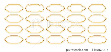 Islamic frames, oriental style objects. Arabic shapes, windows and arches. Traditional ornamental banner, frame. Muslim holidays, Ramadan Kareem. Modern eastern architecture. Vector illustration 116867003