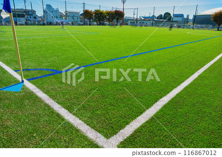 Well-maintained soccer field soccer field soccer field soccer fresh greenery 116867012