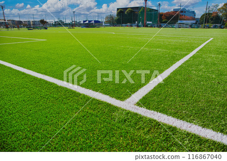 Well-maintained soccer field soccer field soccer field soccer fresh greenery 116867040