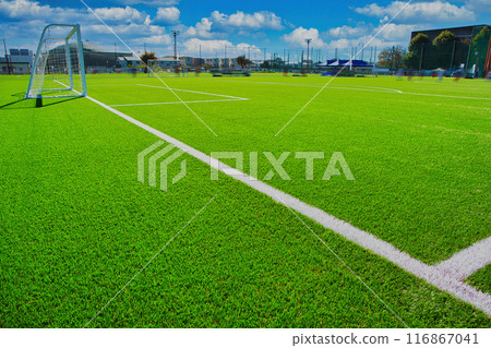 Well-maintained soccer field soccer field soccer field soccer fresh greenery 116867041