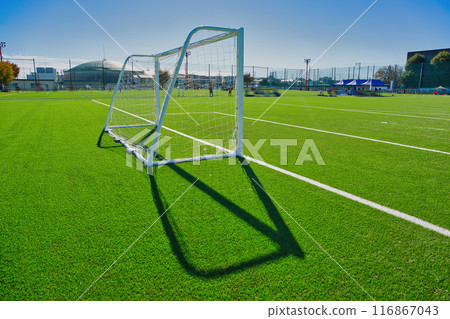 Well-maintained soccer field soccer field soccer field soccer fresh greenery 116867043