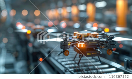 AI and automatic robotic Drone for transport packages in delivery business. 116867352