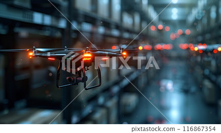 AI and automatic robotic Drone for transport packages in delivery business. 116867354