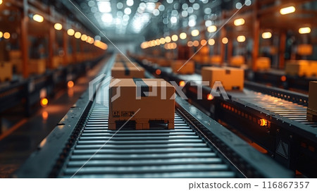 AI and automatic robotic for transport packages in delivery business. 116867357