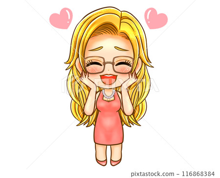 Chibi character illustration of a hostess in a good mood 2 116868384