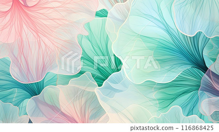 Vibrant floral background with a flower in bloom and flowing lines in bright colors. 116868425