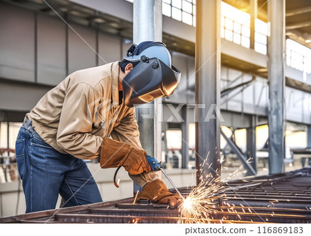 Image of a man doing welding work 116869183