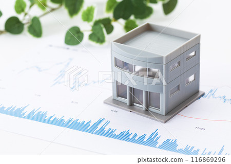 股票指數表和公司辦公大樓 116869296