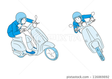 騎著滑板車攻擊角落的商務人士(女)插畫素材 騎著滑板車攻擊角落的商務人士(女)插畫素材 116869892