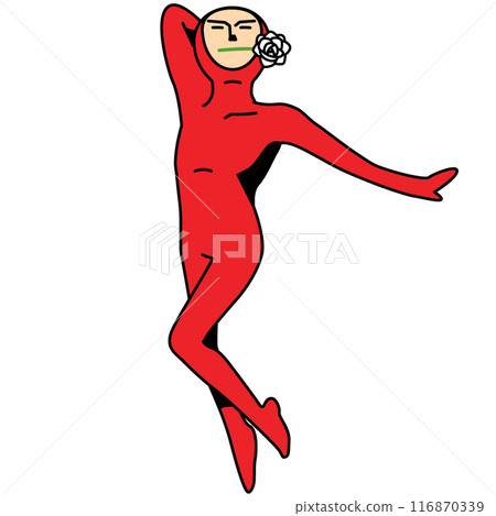 穿著全身緊身衣擺出華麗姿勢的人 穿著全身緊身衣擺出華麗姿勢的人 116870339