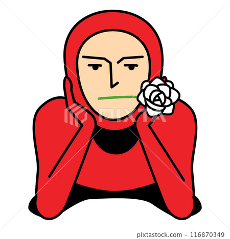 A person in full body tights looking at me with both hands on his cheeks 116870349