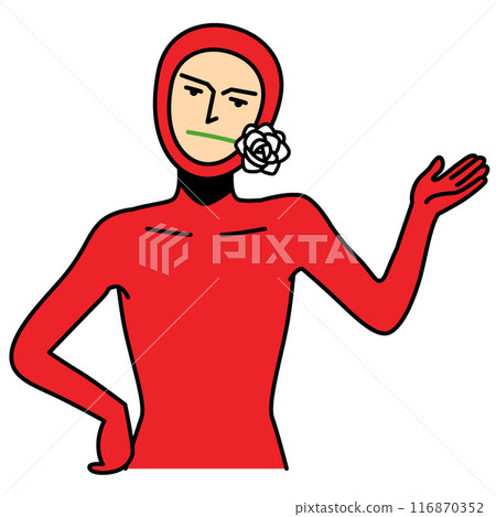 穿著全身緊身衣的人伸出手 116870352