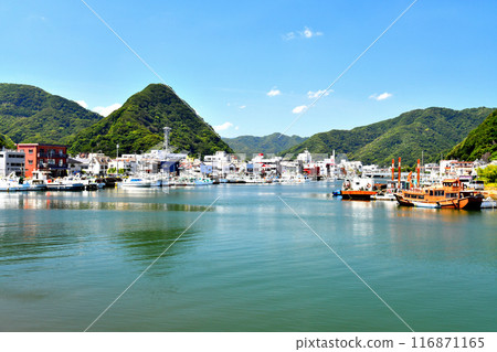 View of Izukyu-Shimoda Station and Shimoda Fuji from Shimoda Inner Port (Shimoda City, Shizuoka Prefecture) [2024.7] 116871165