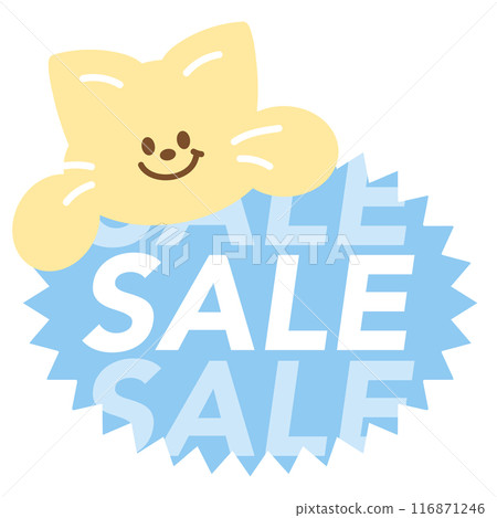 SALE tag with cat for online shopping, marketing, promotion, sticker, banner, special price, discount, social media, print, ad template, sign, symbol, campaign, web, mobile, animal, button 116871246