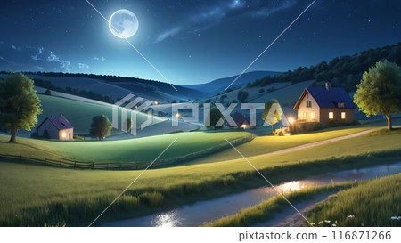 月光下的草地風光 116871266