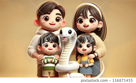 【蛇年】白蛇和家人的插畫 116871455