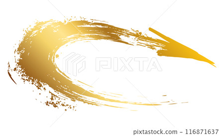 Vector illustration of an arrow drawn in gold ink 116871637
