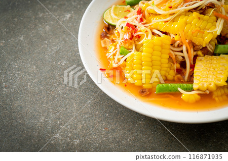 Som Tum - Thai spicy papaya salad with corn Som Tum - Thai spicy papaya salad with corn 116871935