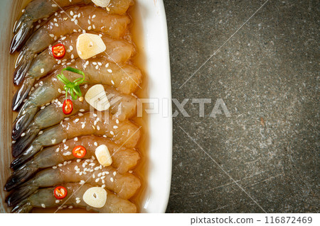 Korean Style Pickled Prawns or Korean Soy Sauce Pickled Shrimp Korean Style Pickled Prawns or Korean Soy Sauce Pickled Shrimp 116872469
