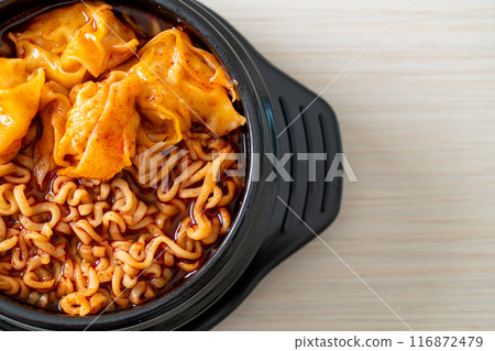 Korean instant noodles with dumplings Korean instant noodles with dumplings 116872479