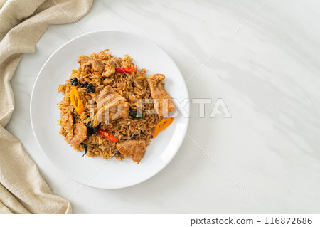 pork fried rice with herbs pork fried rice with herbs 116872686
