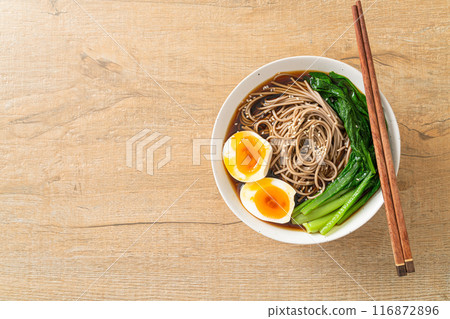 ramen noodles with egg - vegan or vegetarian food style 116872896
