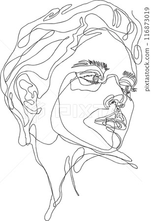 line art drawing of a Beautiful Woman's face. female models on white background line art drawing of a Beautiful Woman's face. female models on white background 116873019