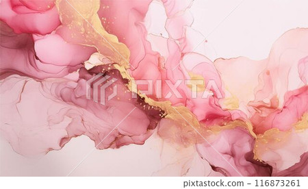 酒精水墨藝術粉紅金抽像水彩背景素材 116873261