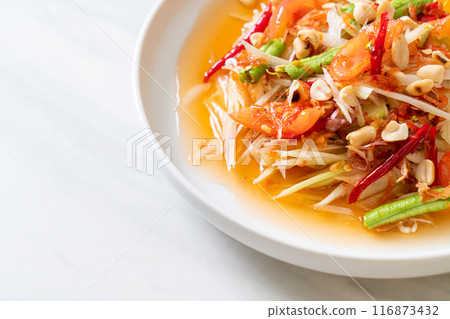 papaya spicy salad - somtam papaya spicy salad - somtam 116873432