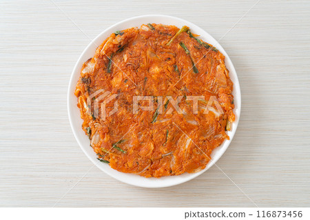 Korean Kimchi pancake or Kimchijeon 116873456